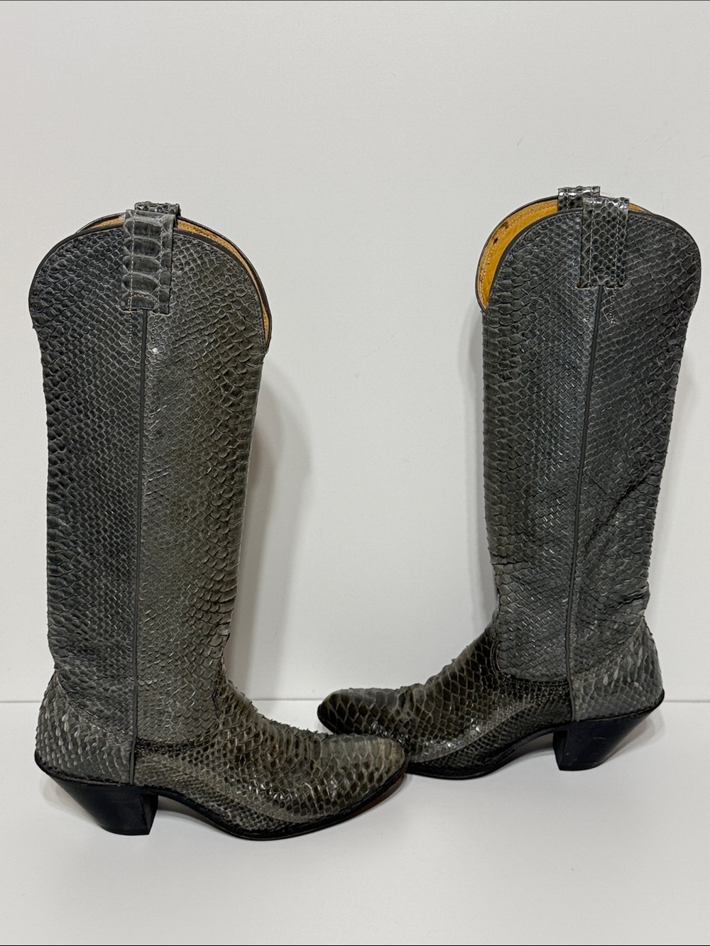 Vintage Nocona Grey Python Snakeskin Western Boots Size 6B